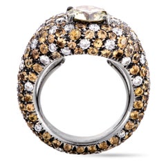 Cantamessa Diamond and Yellow Sapphire White Gold Pave Ring