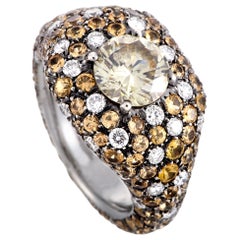 Cantamessa Diamond and Yellow Sapphire White Gold Pave Ring