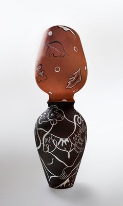 Cantareras: Stacked Ceramic Sculpture Hand-Painted 100 cm