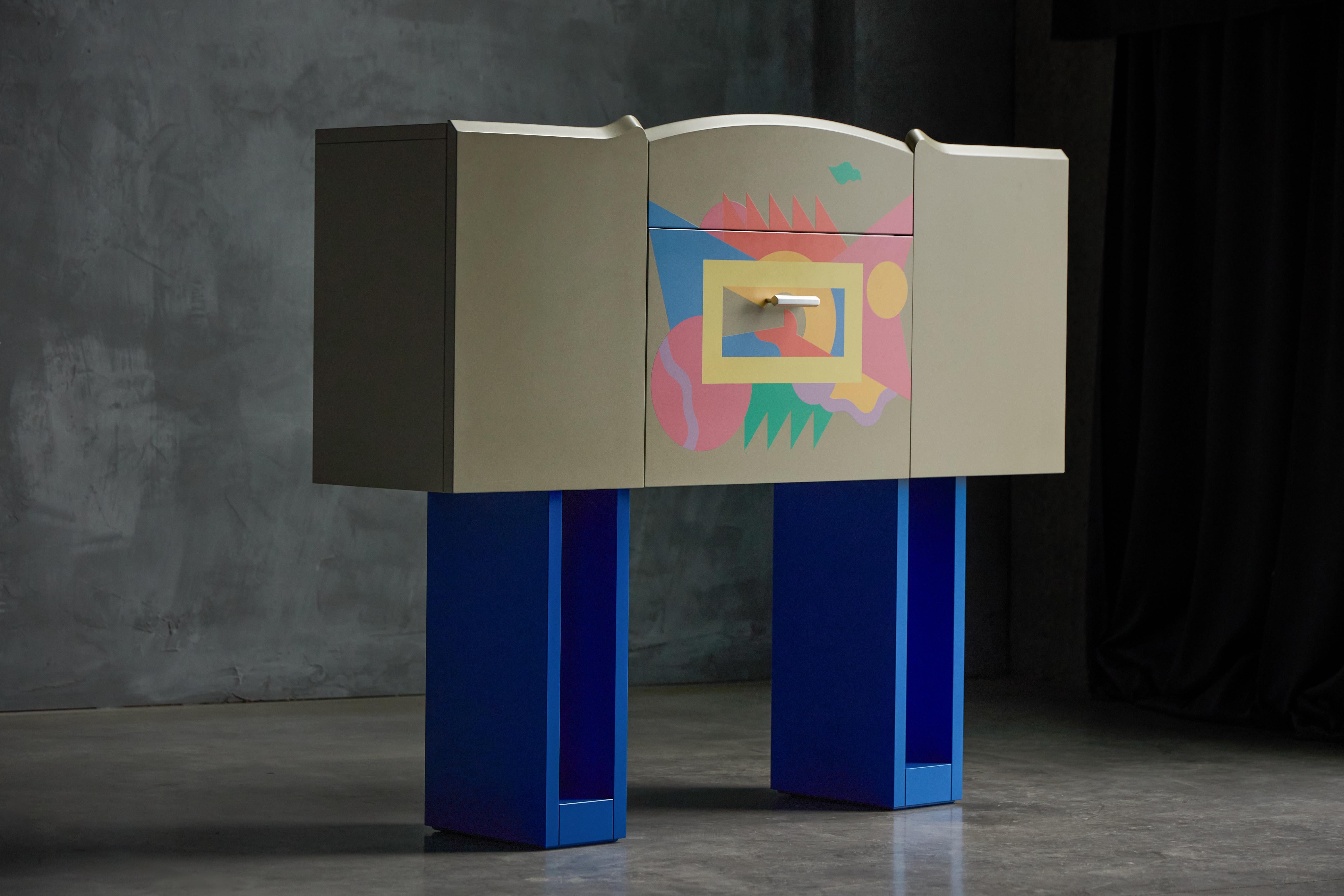 Laccato Cantaride Bar Cabinet by Alessandro Mendini for Zanotta, Italy, 1980s in vendita