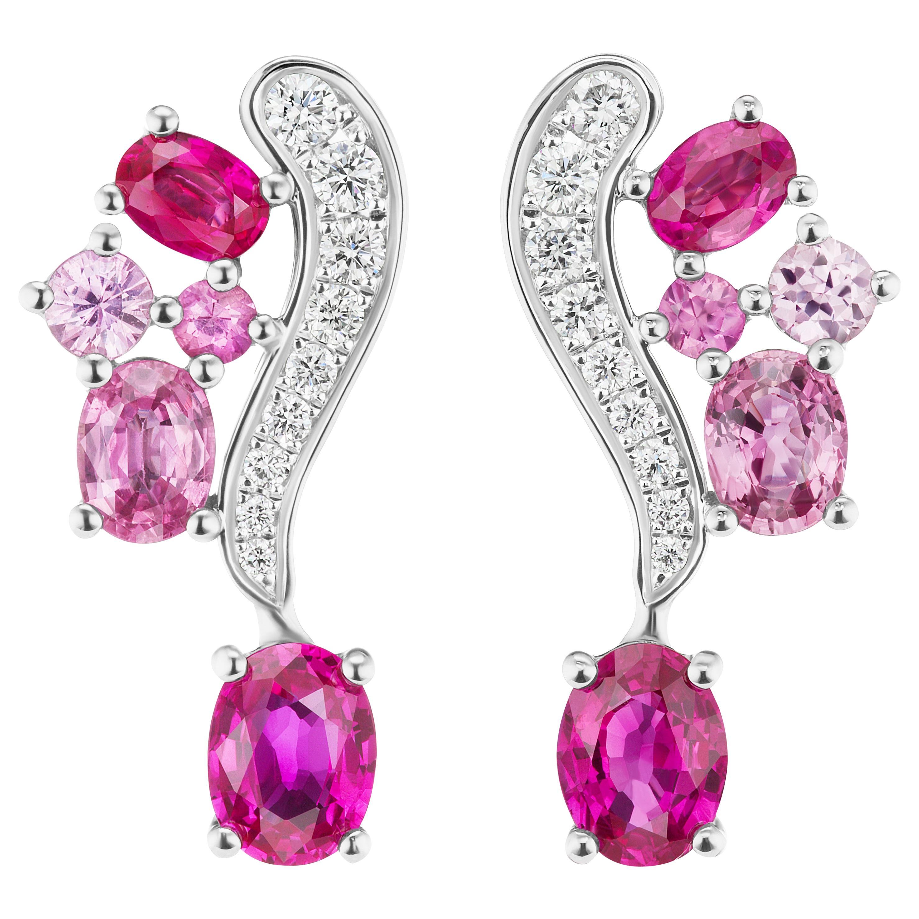 JAG New York Ruby with Pink Sapphire and Platinum Earrings
