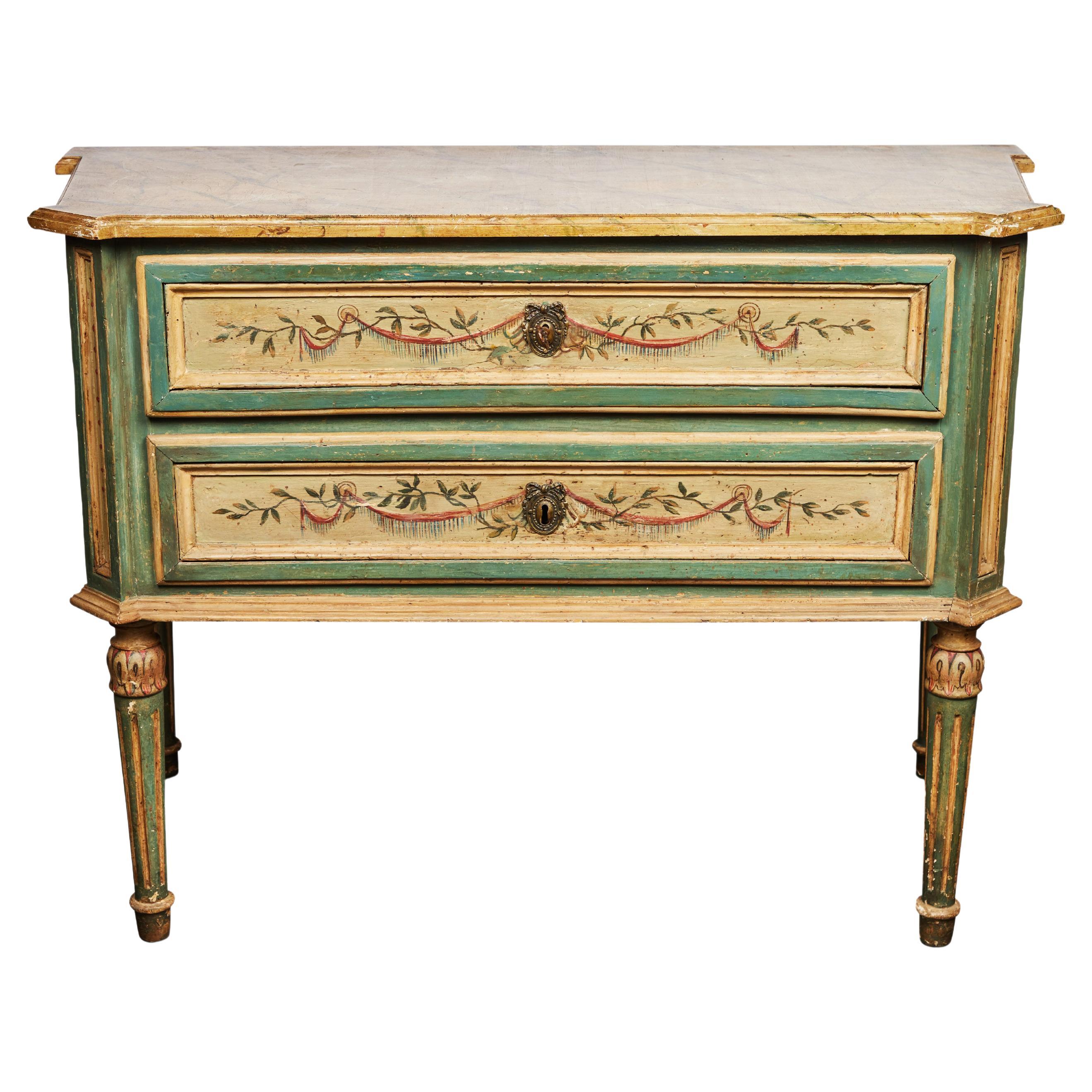 Canted Corner, Painted Venetian Commode For Sale
