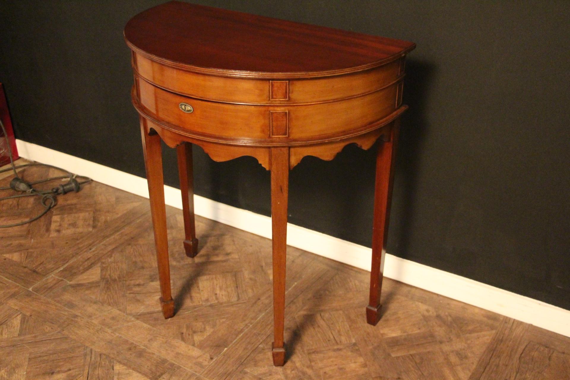 Early 20th Century Canteen of Cutlery Cabinet Table Half Moon Shape