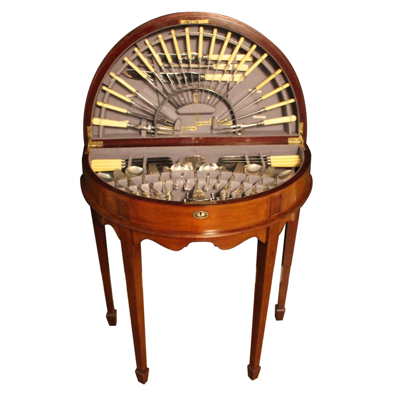 Canteen of Cutlery Cabinet Table Half Moon Shape