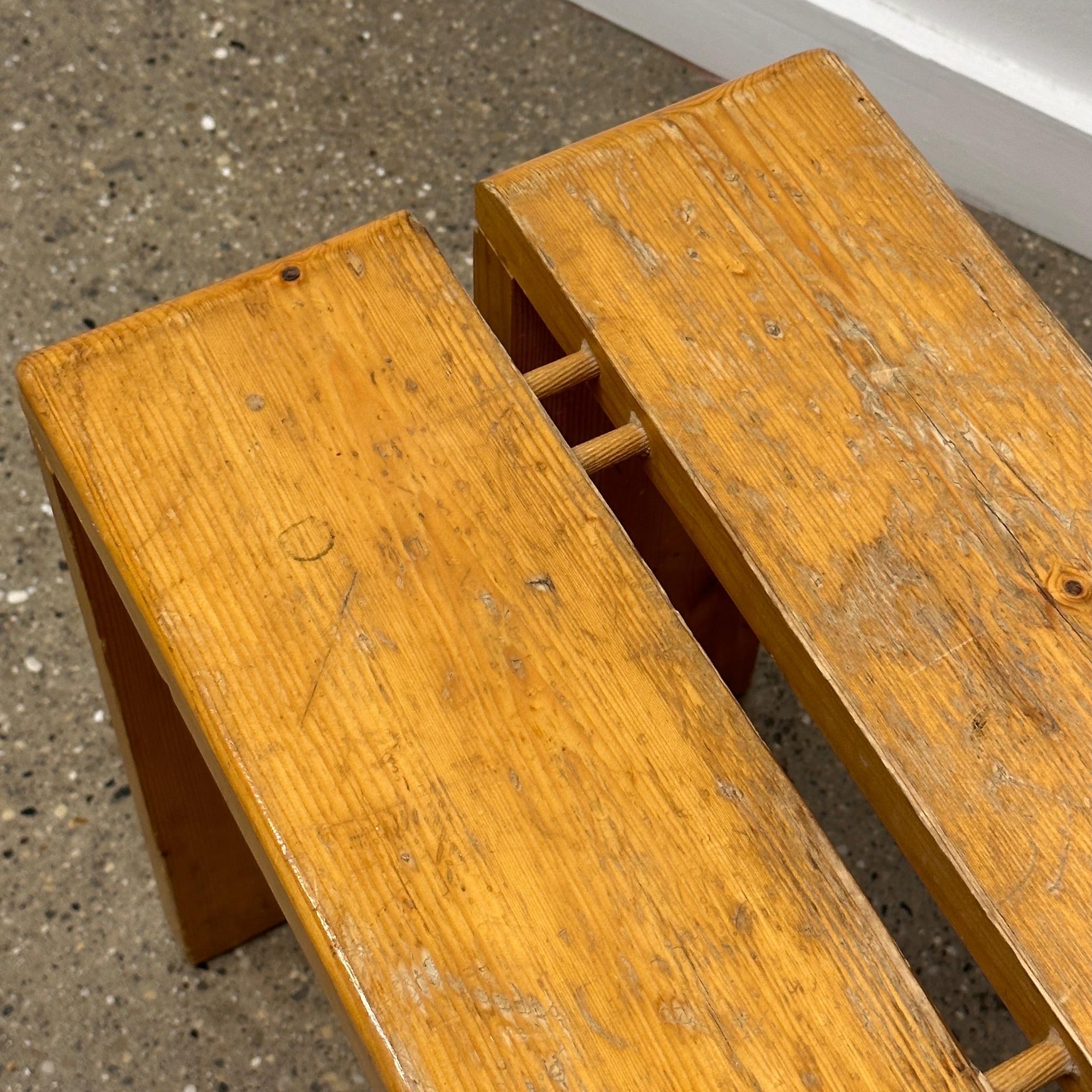 French Canteen Stool by Charlotte Perriand from Les Arcs For Sale