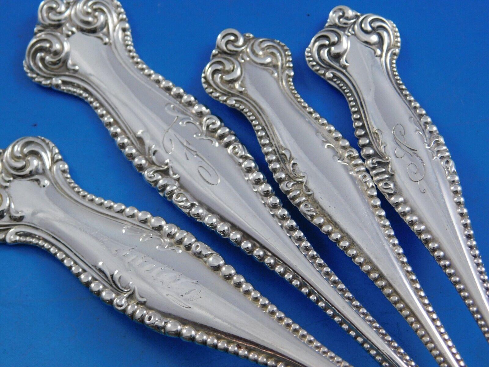 XIXe siècle Ensemble de couverts en argent sterling Canterbury par Towle 12 services 65 pièces pour le dîner perlé en vente