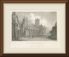 Canterbury Cathedral, Kent, after T. M. Baynes, Antique Steel Engraving, 1837