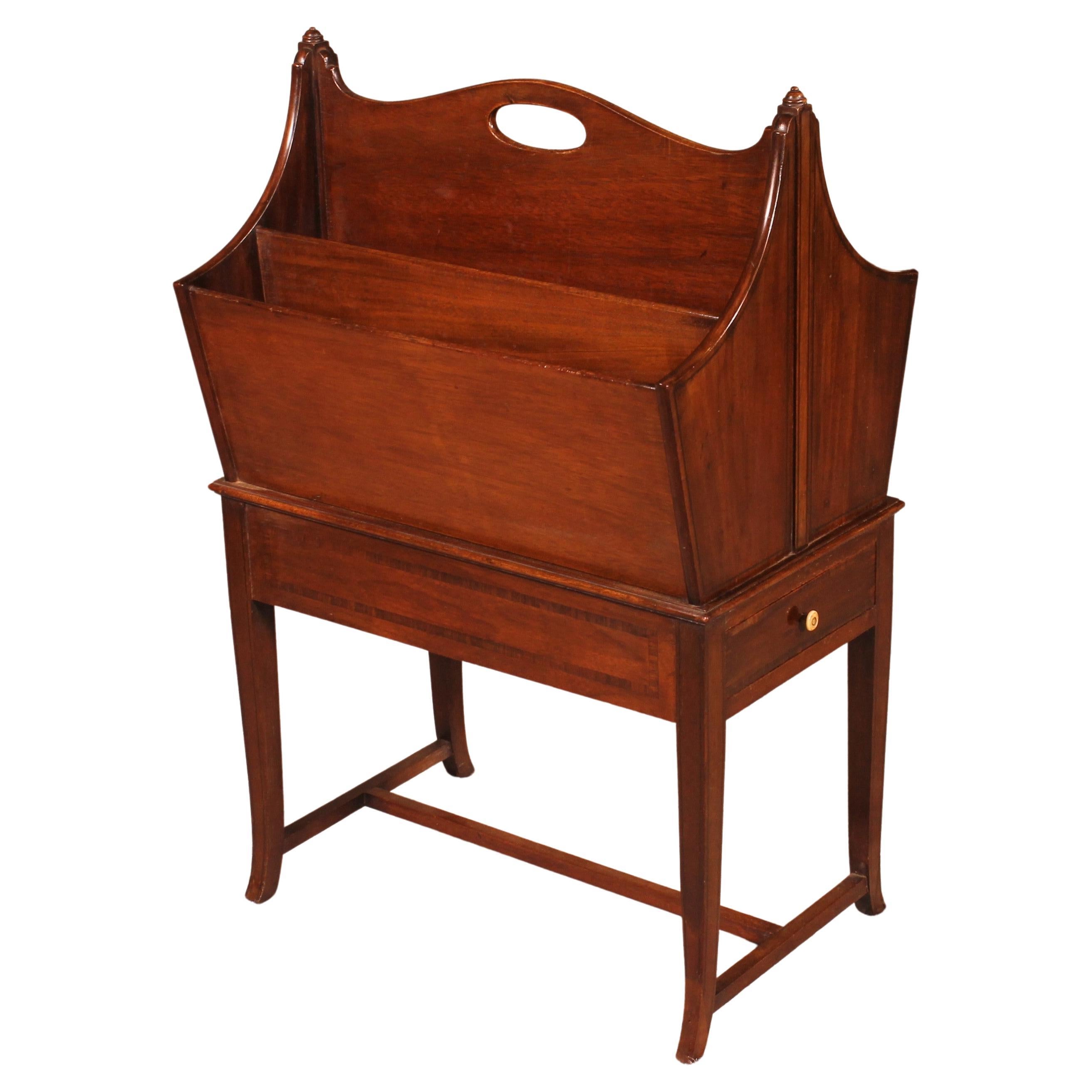 Canterbury or Newspaper Rack in Mahogany from the Edwardian Period For Sale