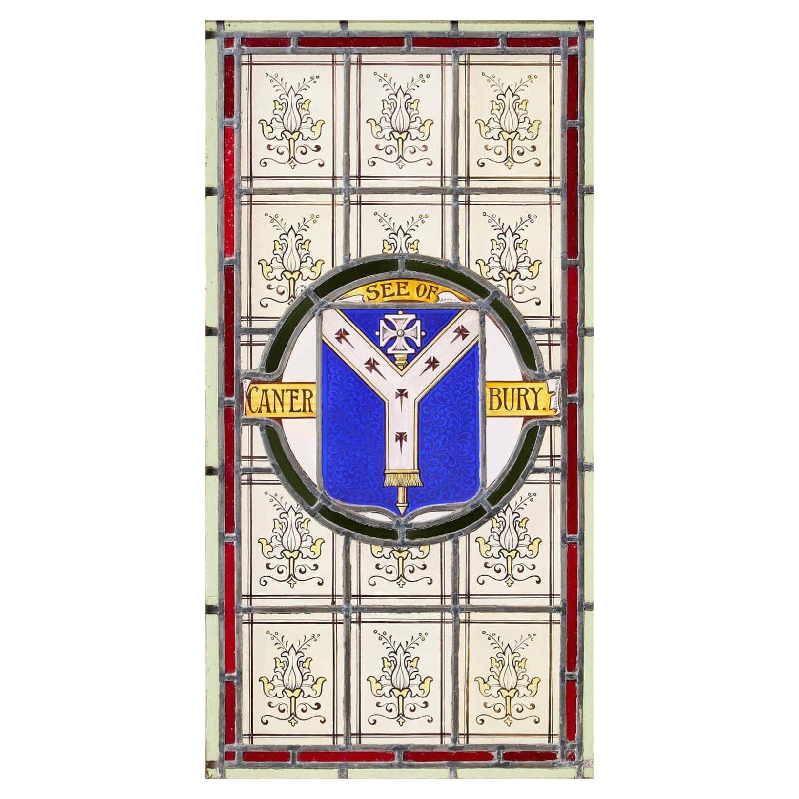 Canterbury" Wiederhergestelltes Stained glass Fenster im Angebot