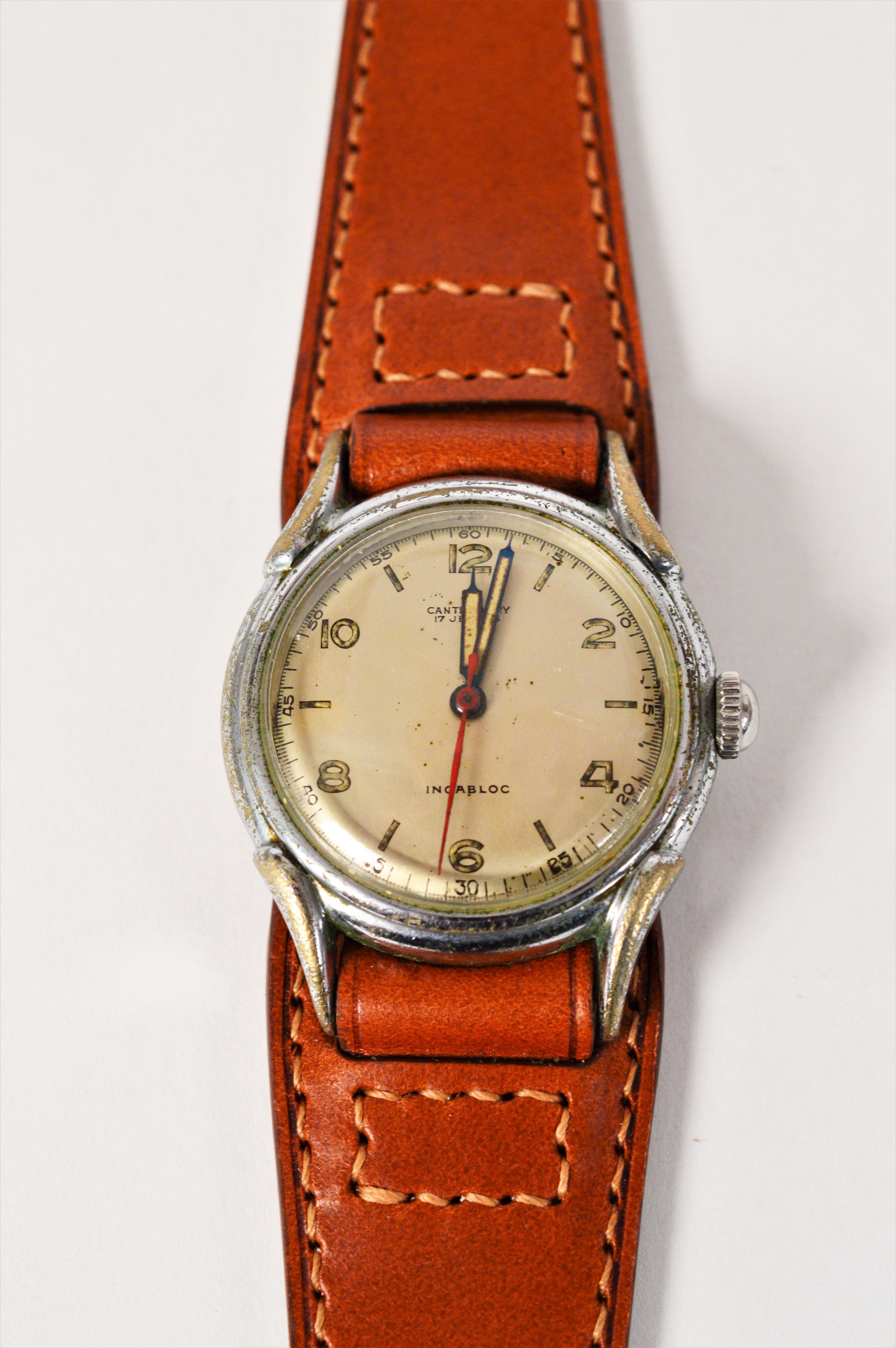 Canterbury Steel Incabloc Orologio da polso in stile militare in vendita 2
