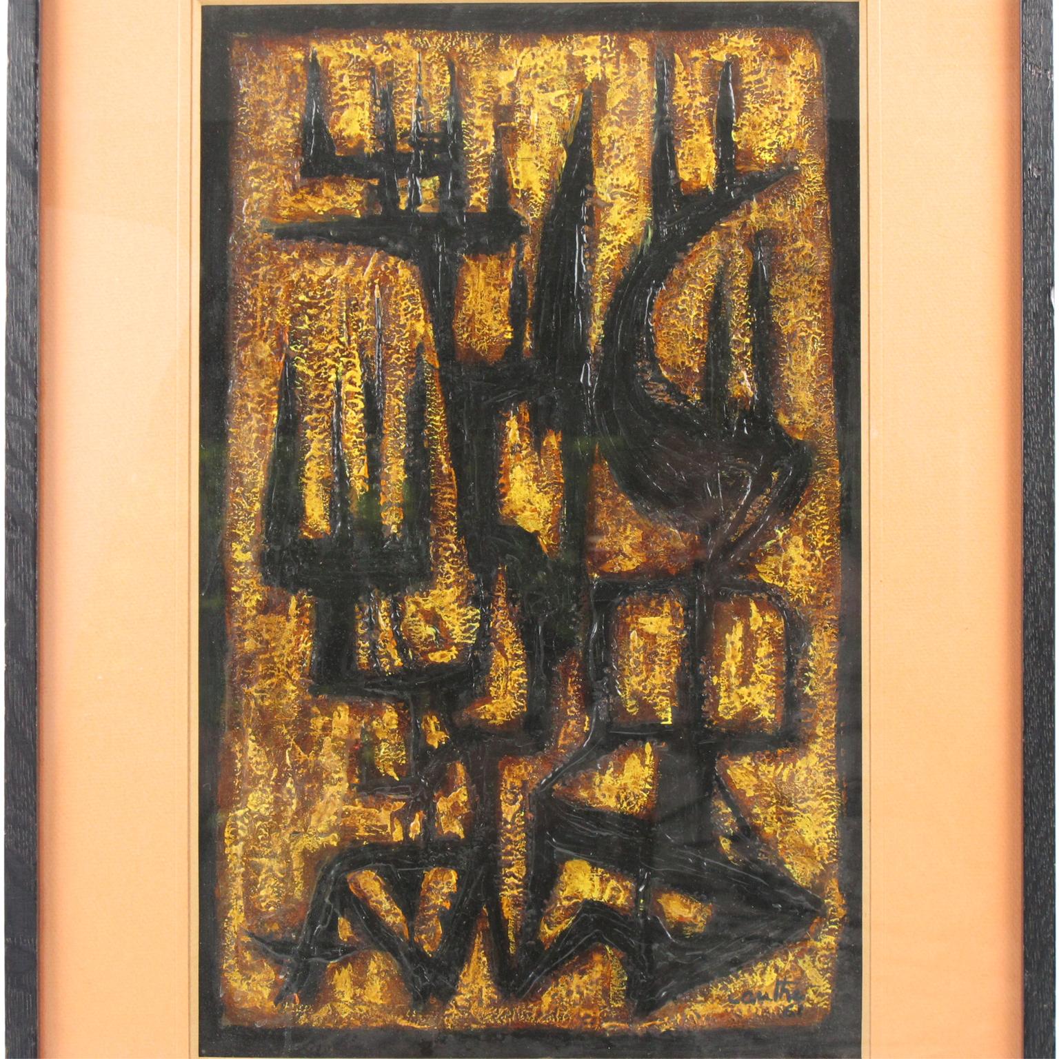 American Brutalist Abstract Painting by Canthi, circa 1960 For Sale 5