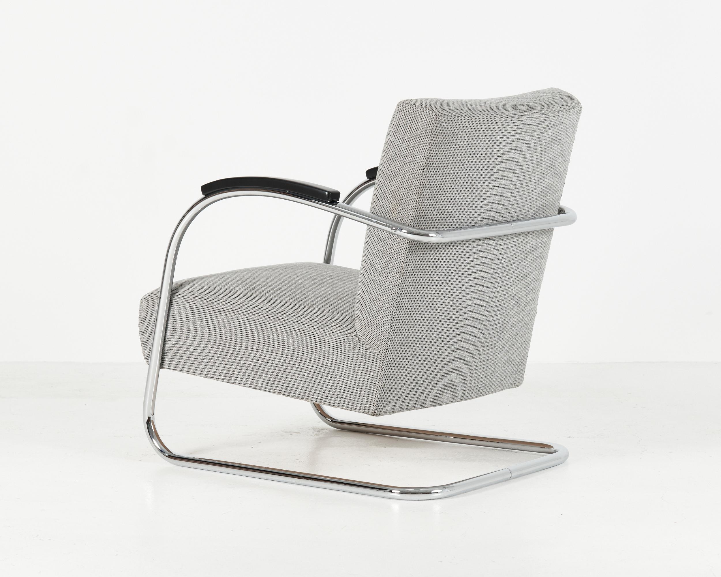 Stainless Steel Cantilever Armchair from Mücke & Melder, 1930s For Sale