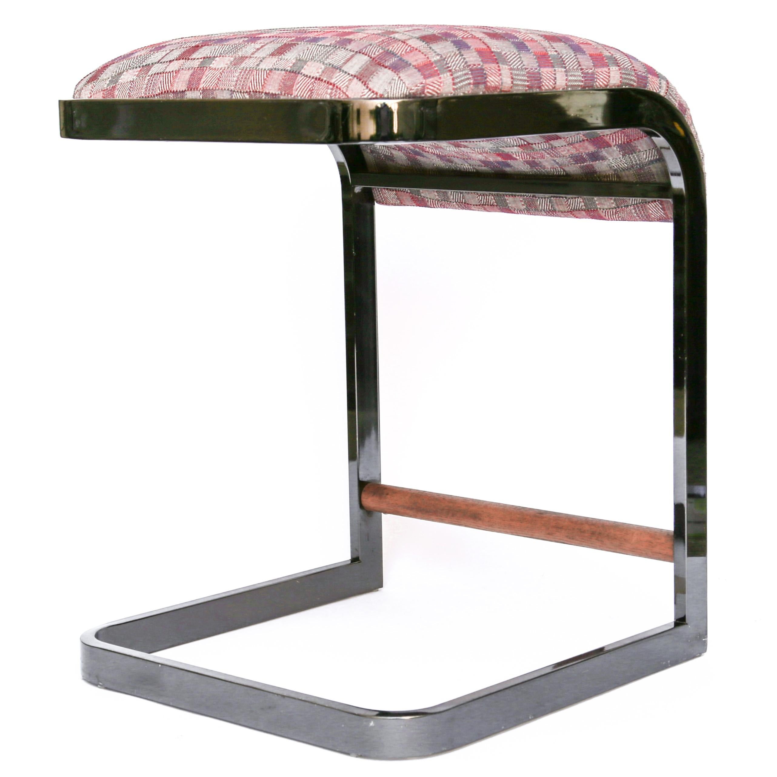 Cantilever Backless Chrome Stool by D I A, Purple Upholstery 1