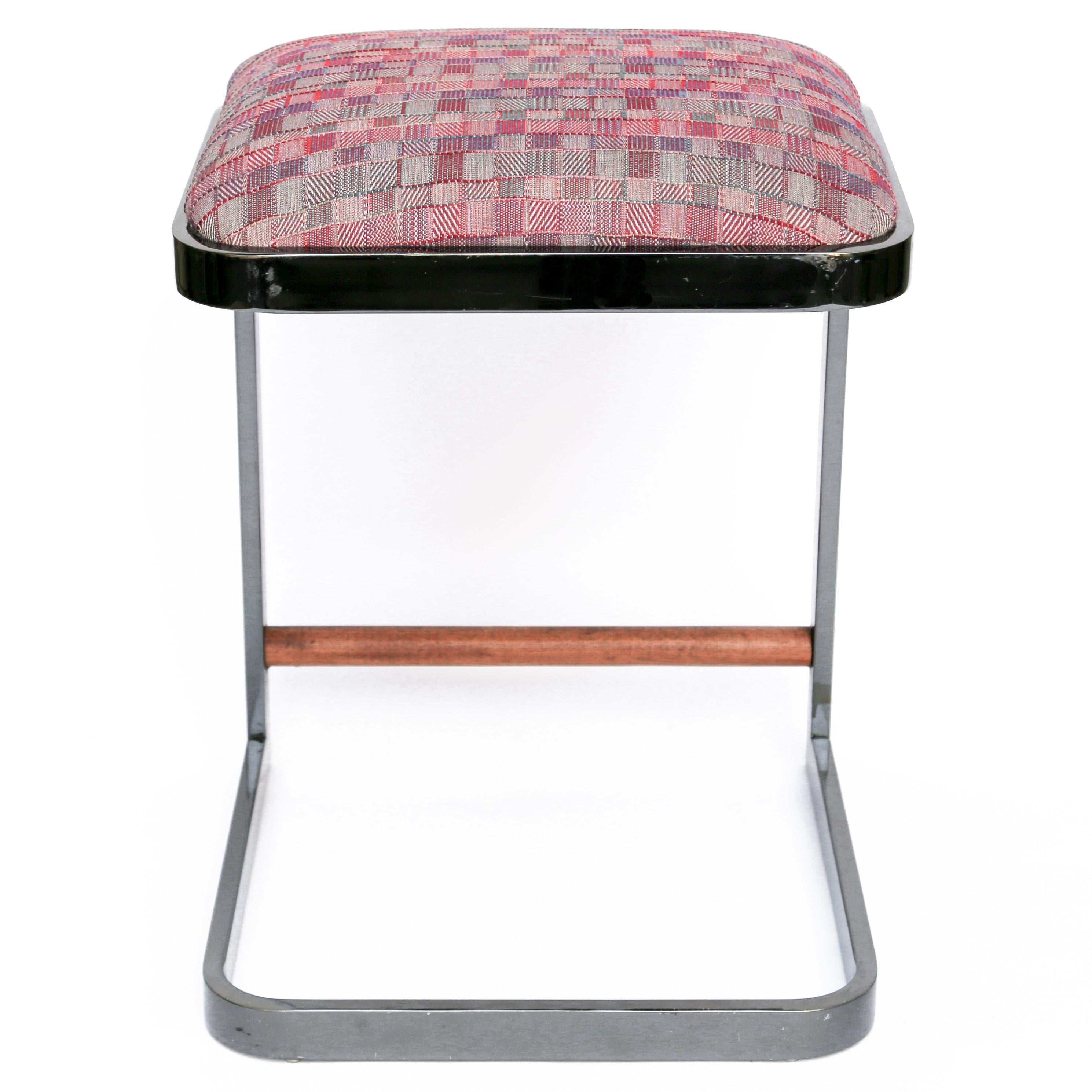 Cantilever Backless Chrome Stool by D I A, Purple Upholstery 4