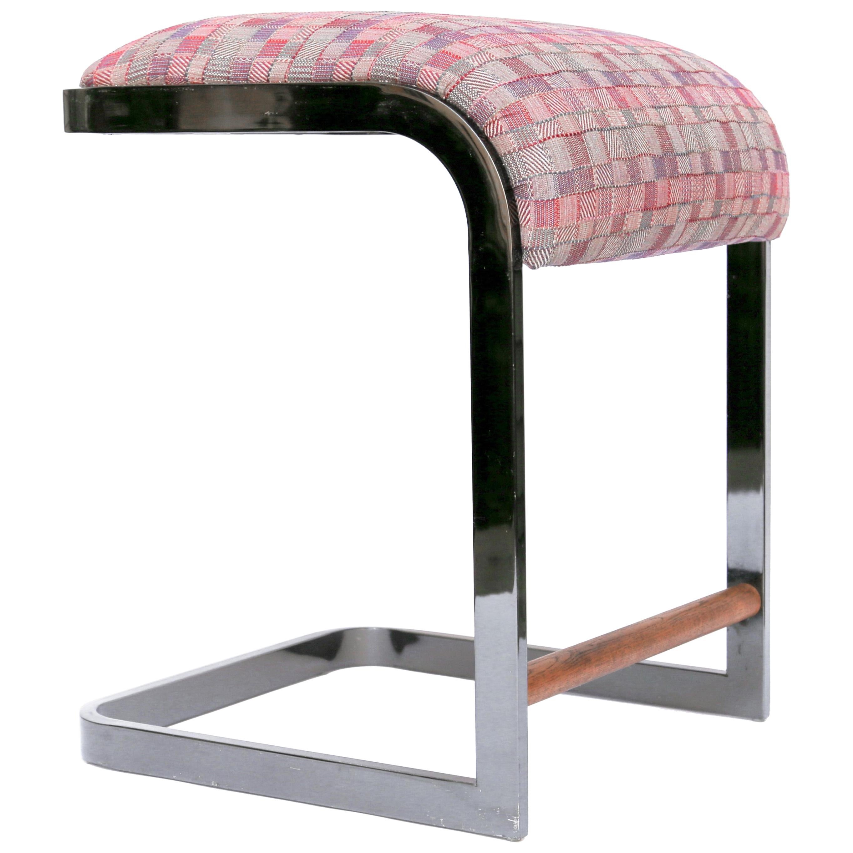 Cantilever Backless Chrome Stool by D I A, Purple Upholstery