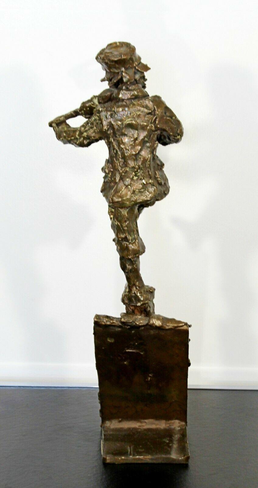 Late 20th Century Cantilever Bronze Fiddler on the Roof Table Sculpture Signed Monyo