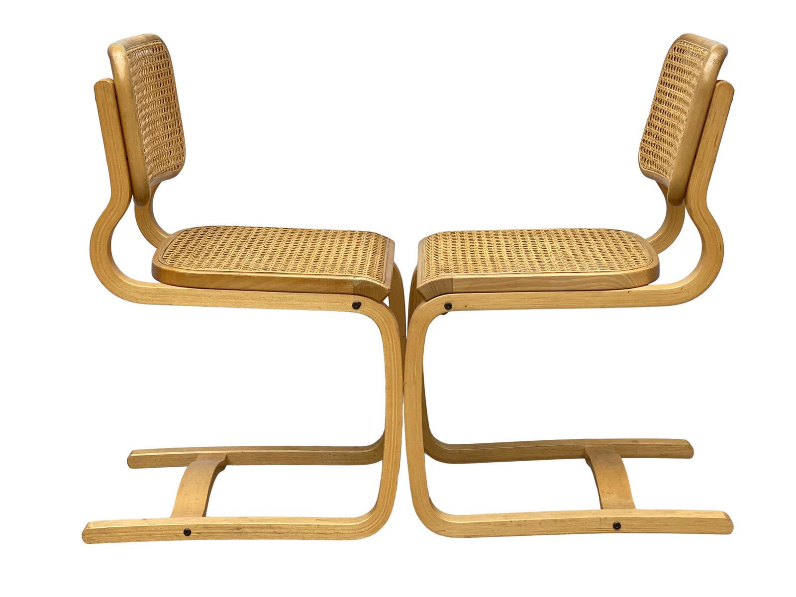 Interesting variation of the Classic Breuer,
and alto chairs, made in Poland, circa
1970s. Set of 4