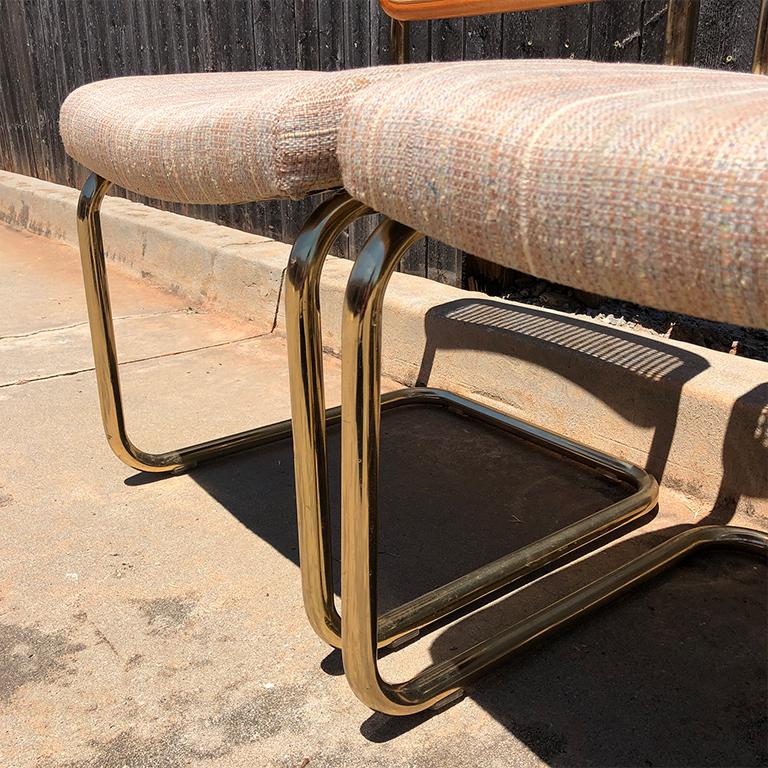 Late 20th Century 1980s Mid Century Cantilever Cesca Style Chrome Tubular Dining Chairs Set 6