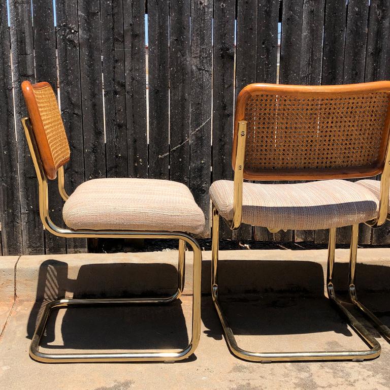 Wood 1980s Mid Century Cantilever Cesca Style Chrome Tubular Dining Chairs Set 6