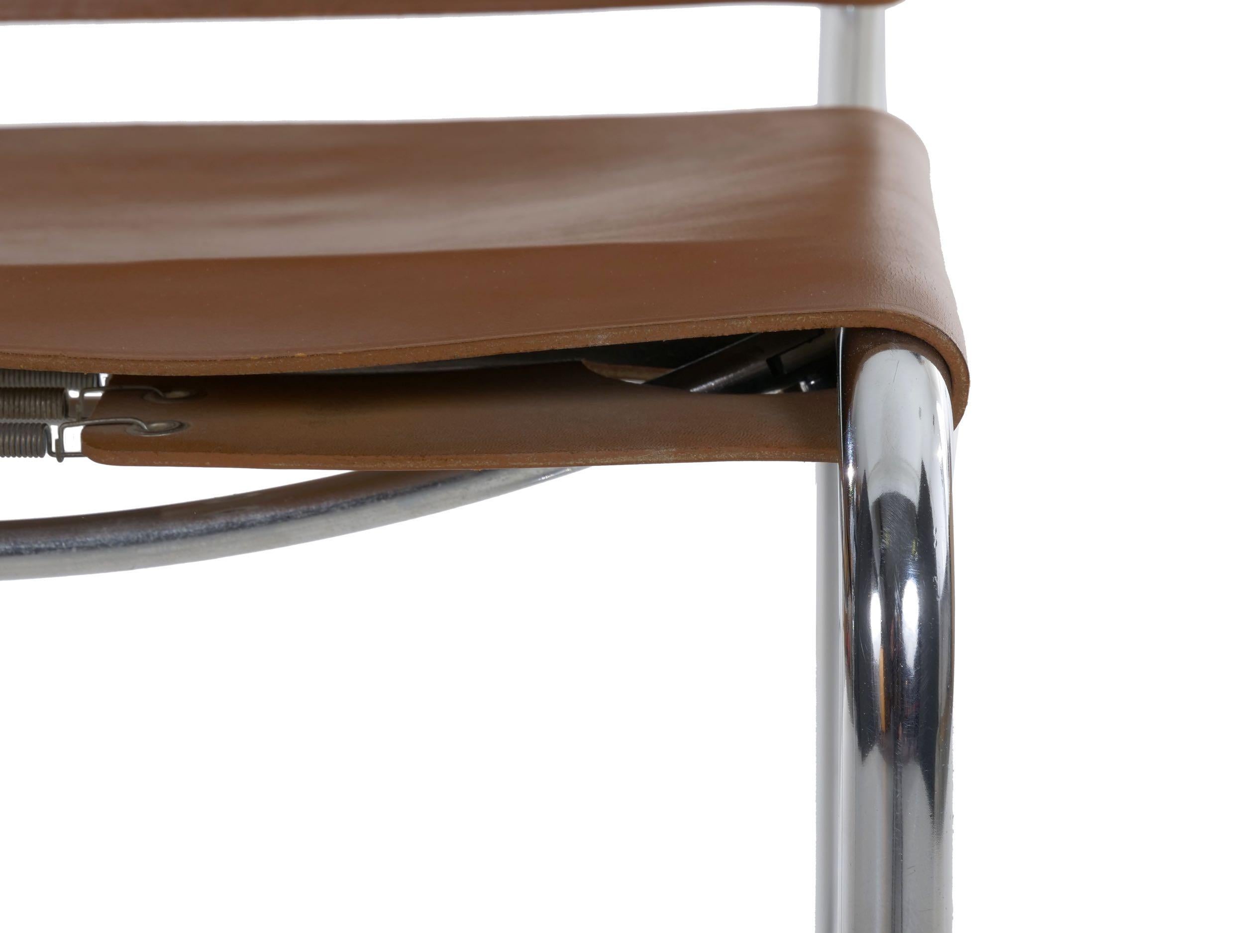 Cantilever “CH66” Chrome and Leather Tubular Side Chair by Nicos Zographos 1