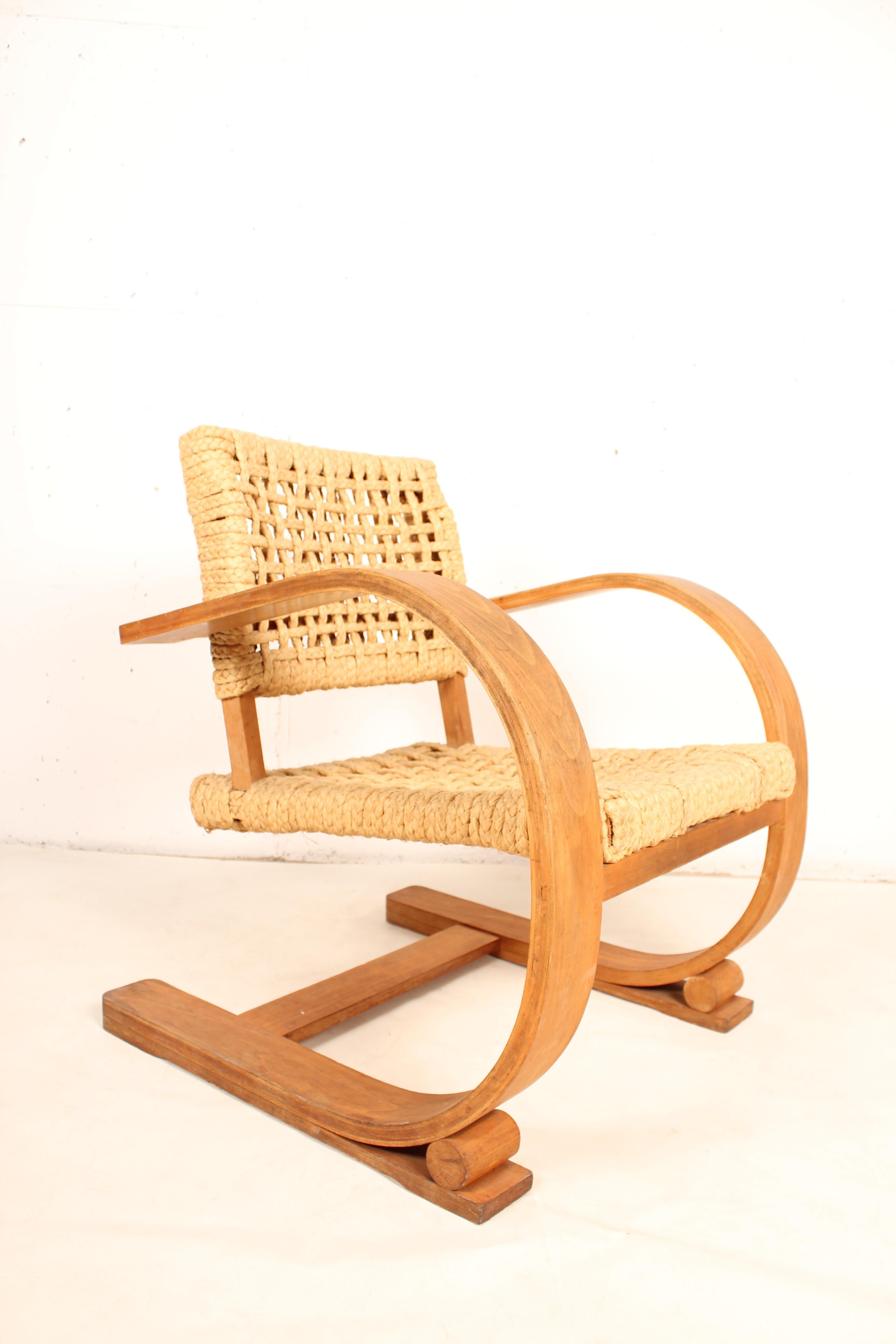 Chaise Cantilever d'Audoux Minet pour Vibo Vesoul, France, années 1940 7