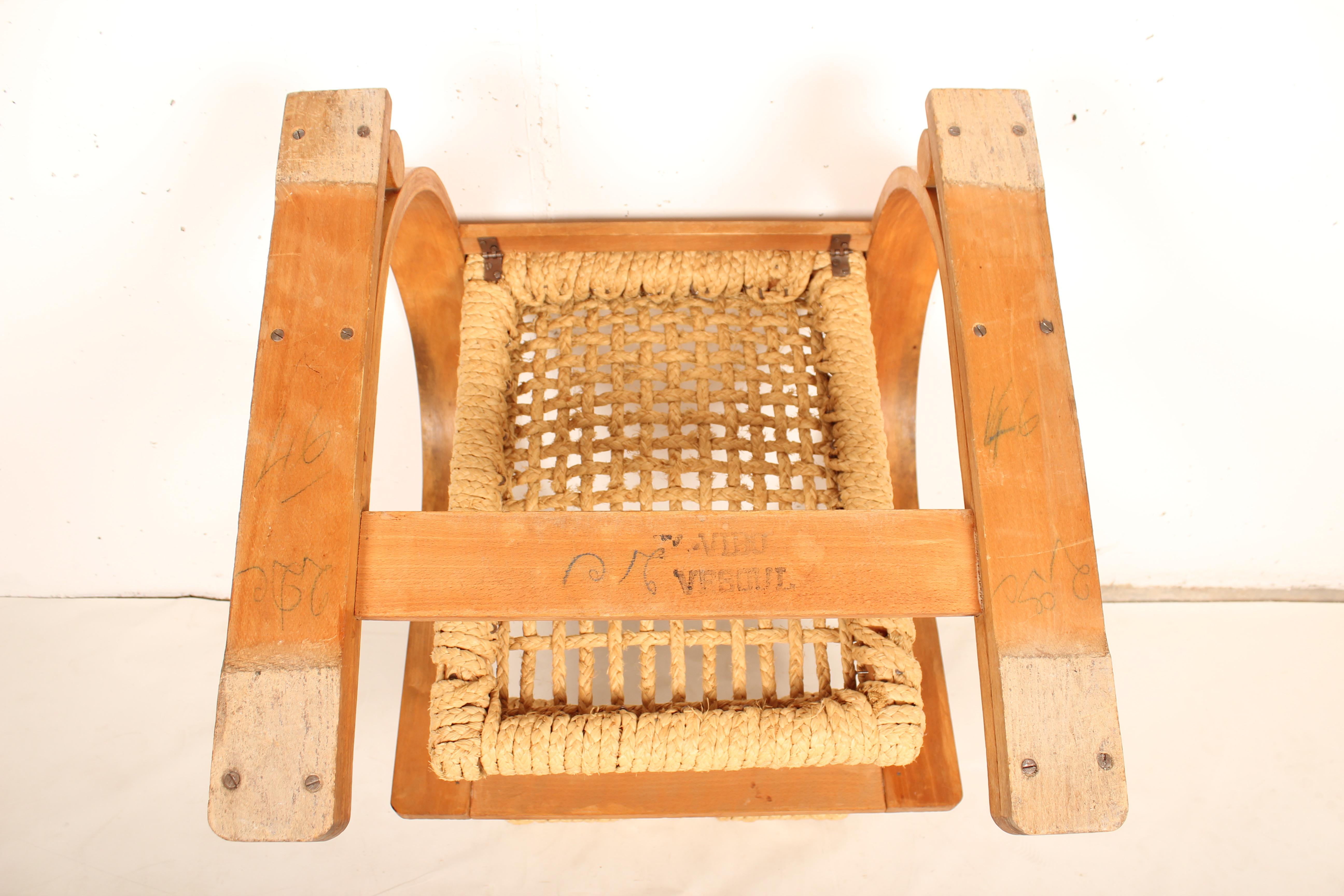 Corde Chaise Cantilever d'Audoux Minet pour Vibo Vesoul, France, années 1940