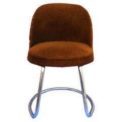 Cantilever Chair in Steel and Eco-Fur Italian Design, 1970s