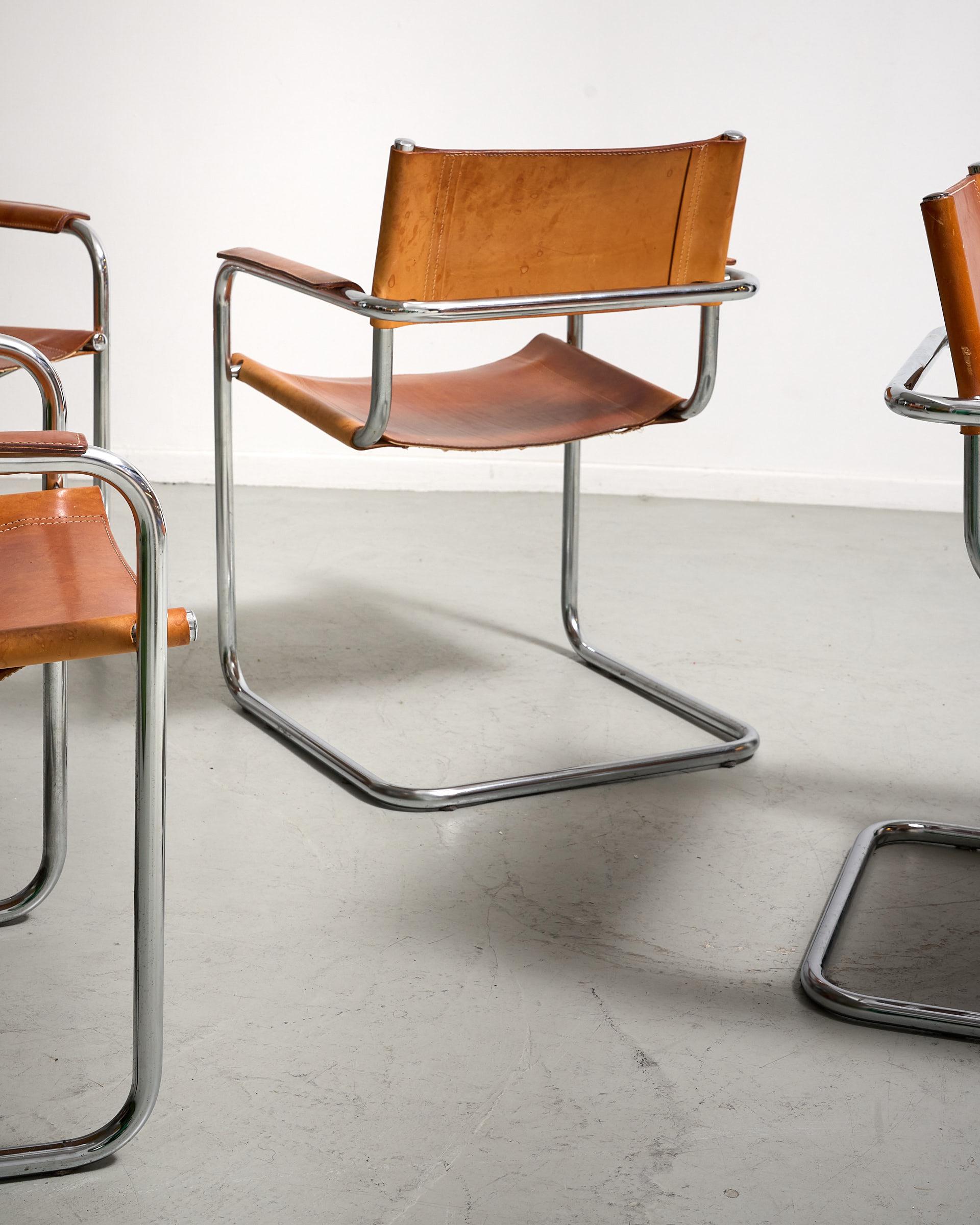 Italian Cantilever chairs by Matteo Grassi For Sale