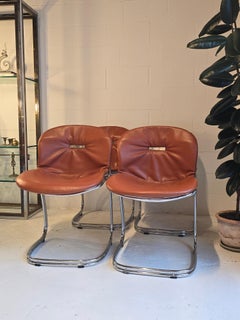 Cantilever Chrome Chairs with Cushions Gastone Rinaldi 'Sabrina'