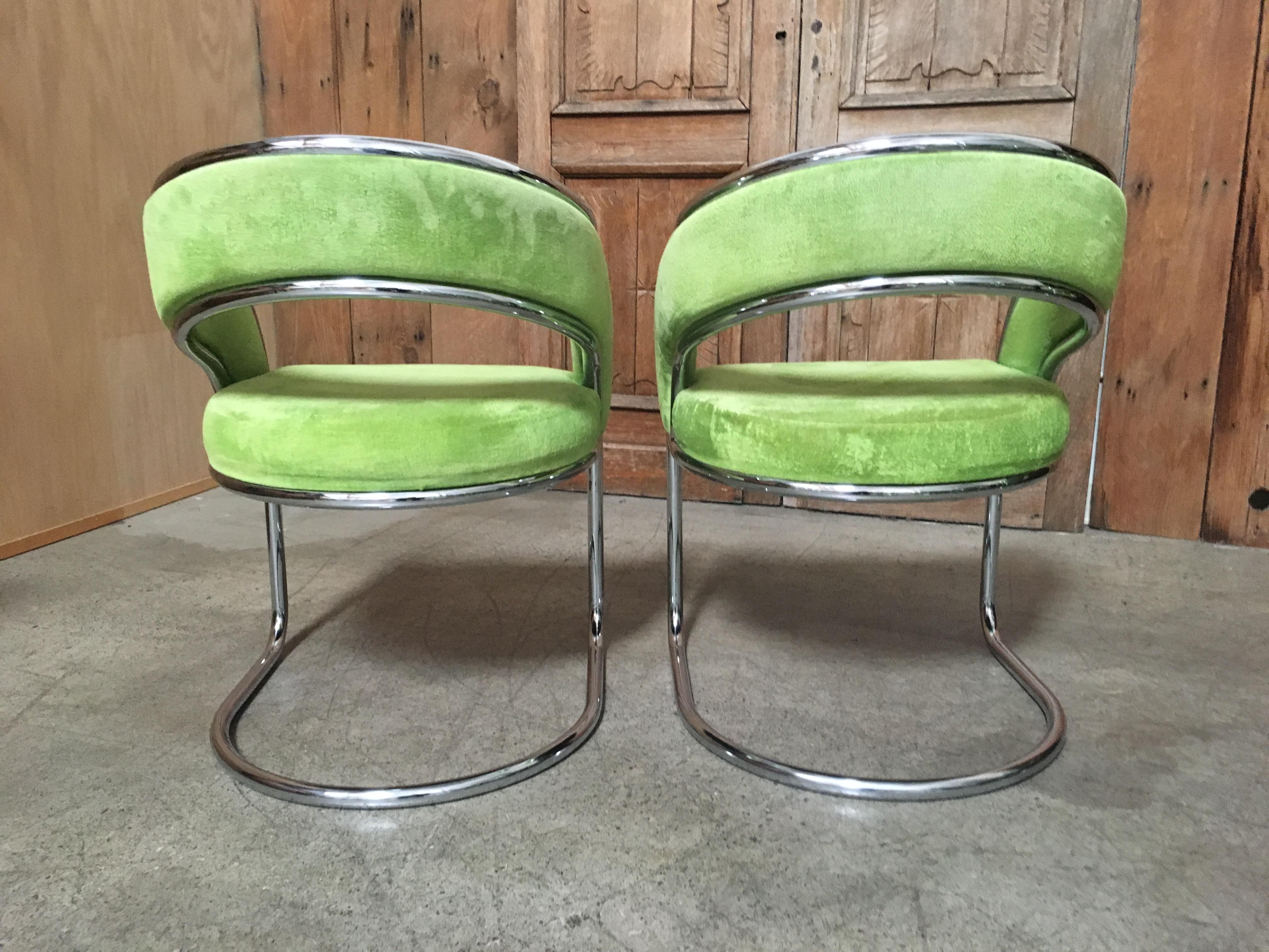 20th Century Cantilever Chrome Dining Chairs Set of Ten