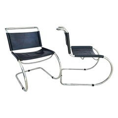 Cantilever Chrome Leather Chairs MCM Mies van der Rohe Style, Set of 2