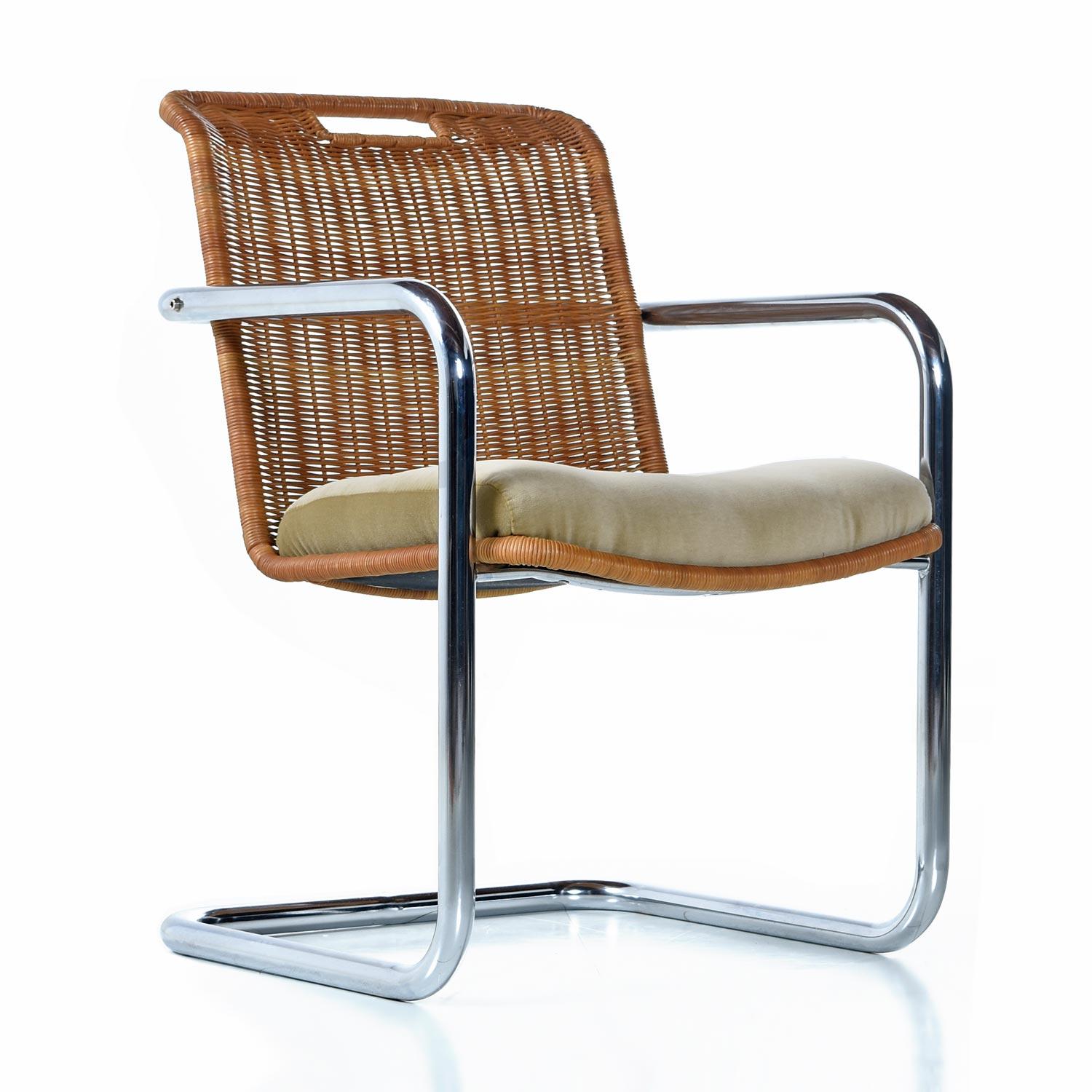 rattan chrome dining chairs