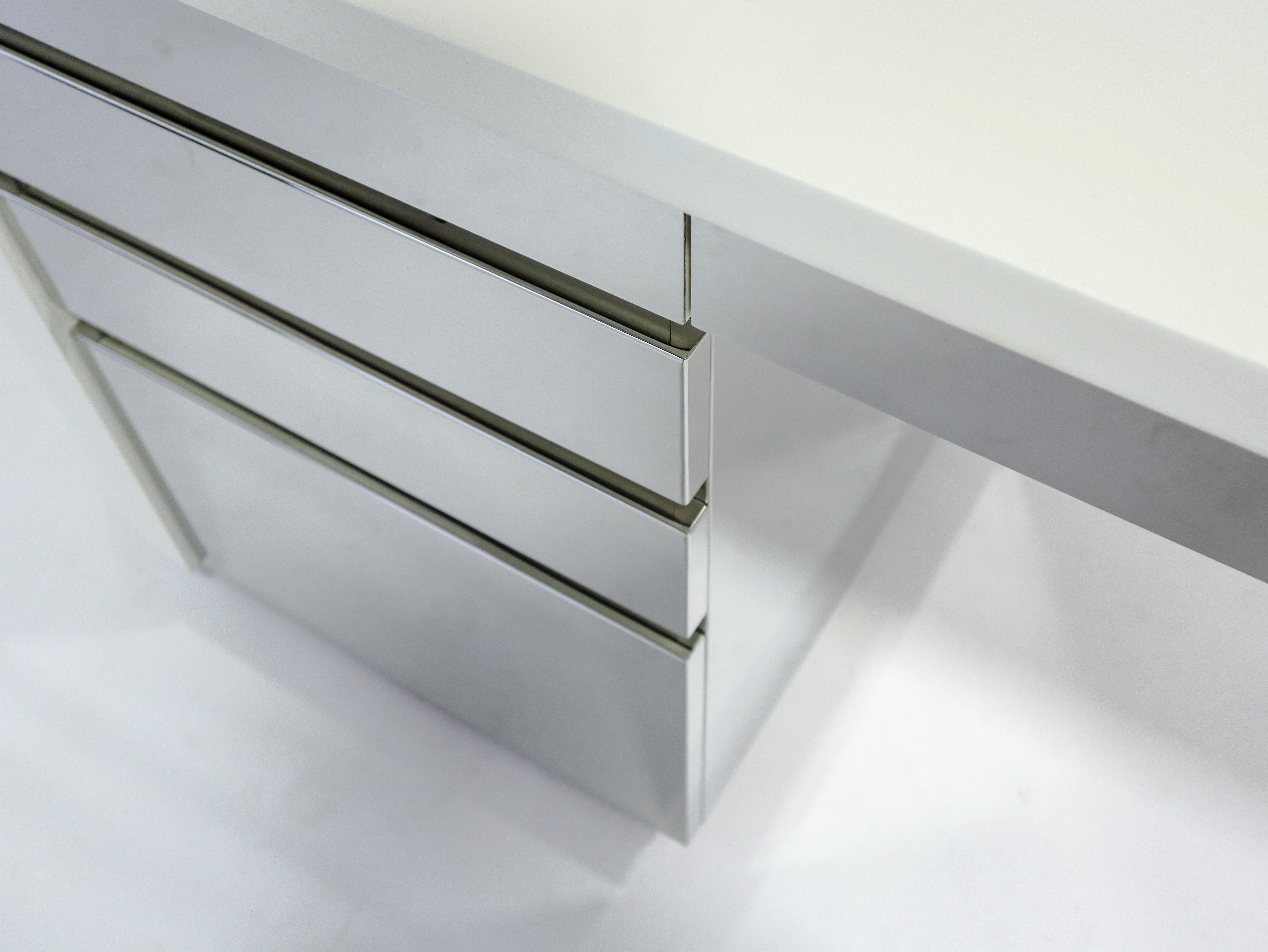 American Cantilever Desk by Ron Seff, Lacquer and Stainless Steel