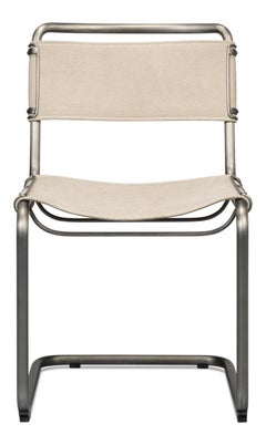 Cantilever Dining Chairs in Canvas and Steel, Sets of 2