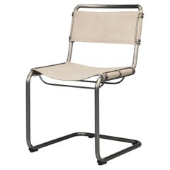 Cantilever Dining Chairs in Canvas and Steel, Sets of 2
