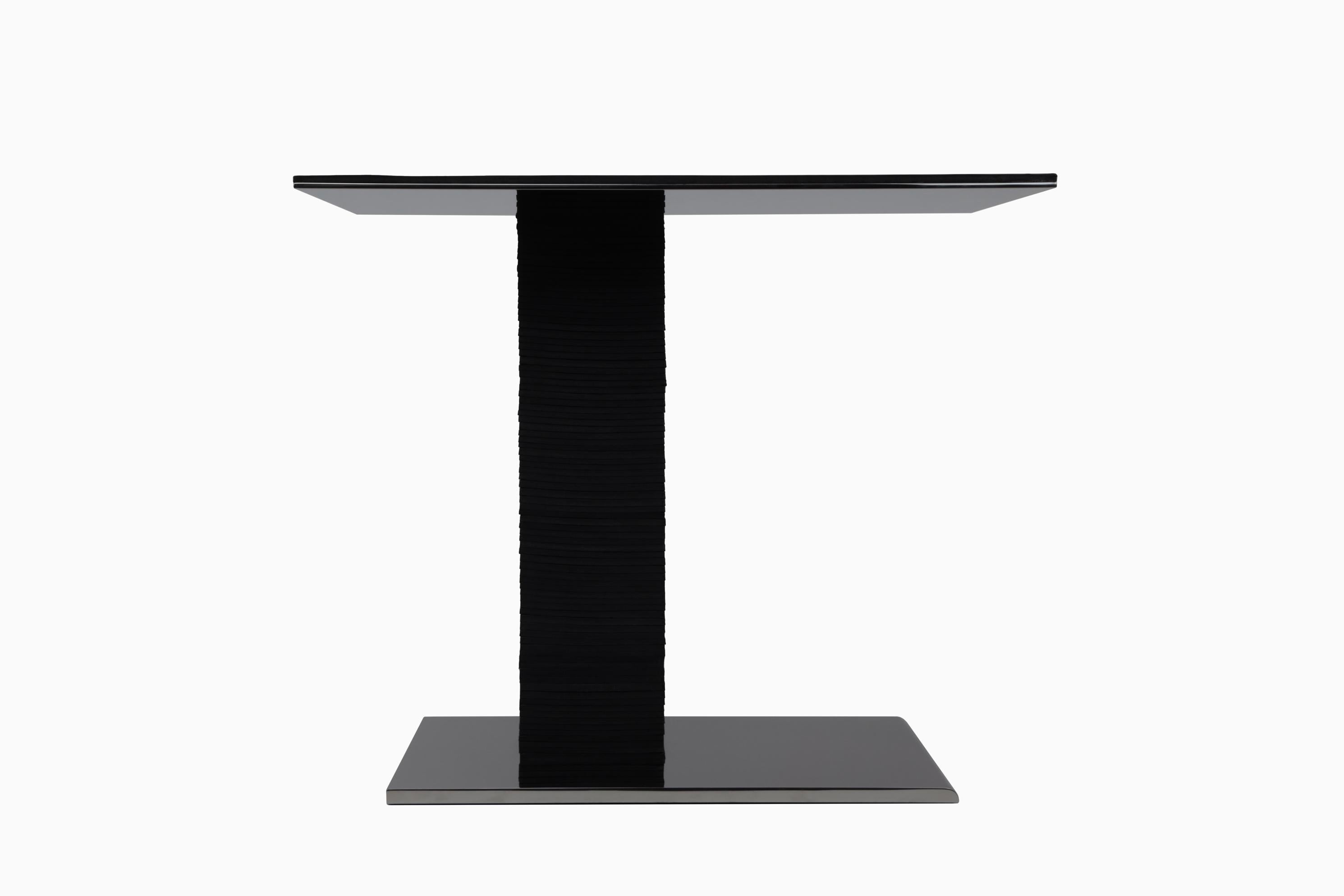 Table d'appoint Cantilever Infinity en acier inoxydable et cuir  en vente 2
