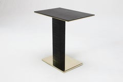 Cantilever Infinity Side Table in Leather and Brass by Christopher Kreiling