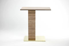 Cantilever Infinity Side Table in Leather and Brass by Christopher Kreiling