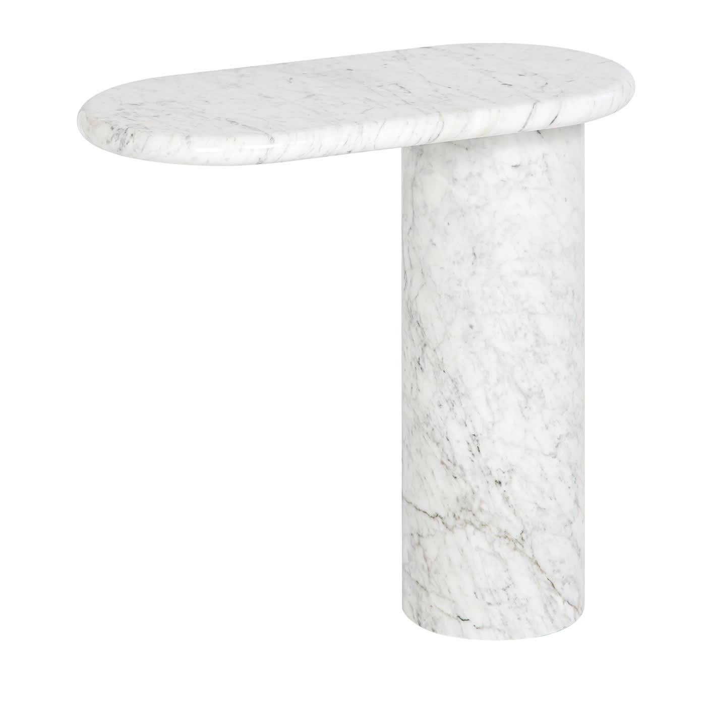 Cantilever L White Carrara Marble Side Table in vendita 4