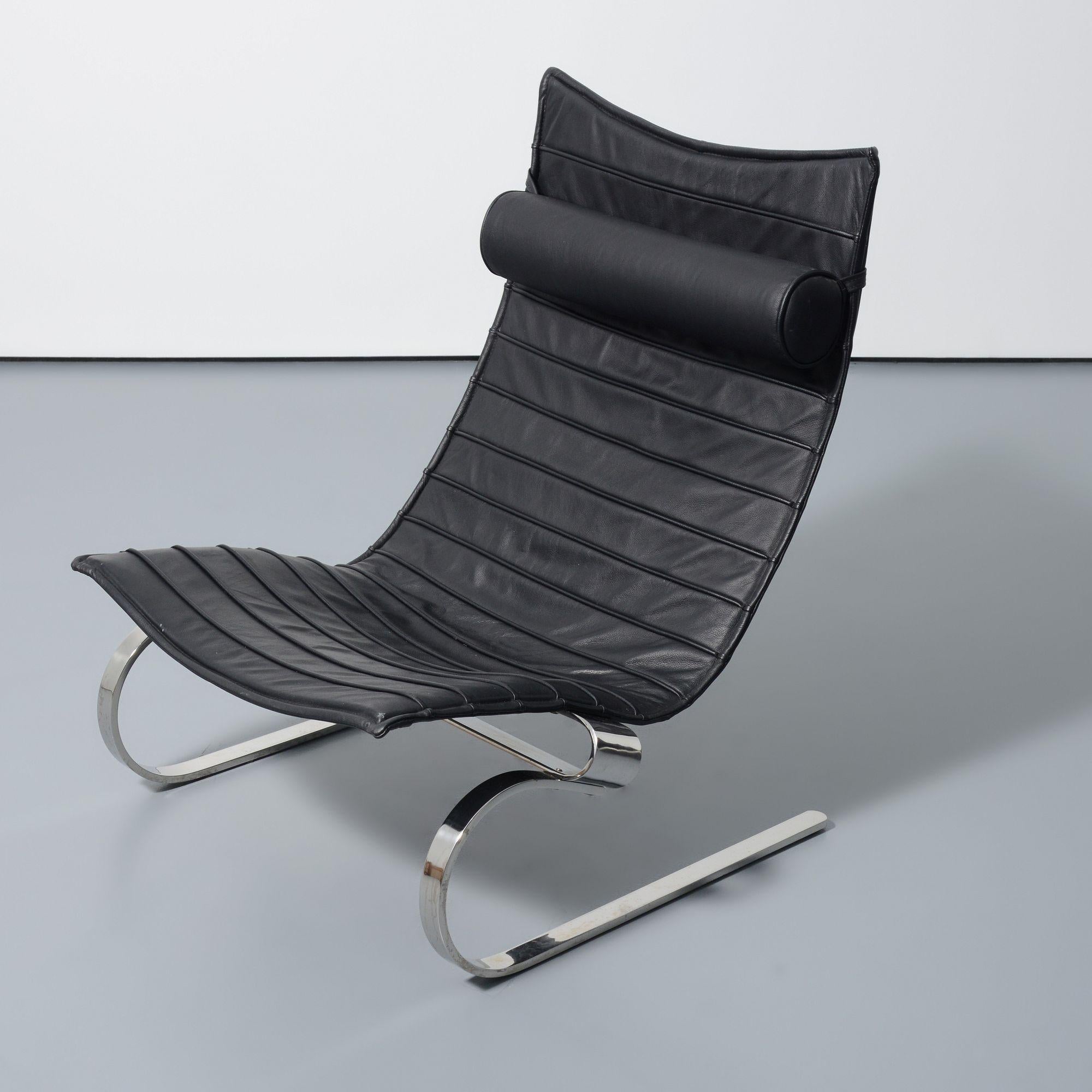 Leather Cantilever Lounge Chair, Manner of Poul Kjaerholm For Sale