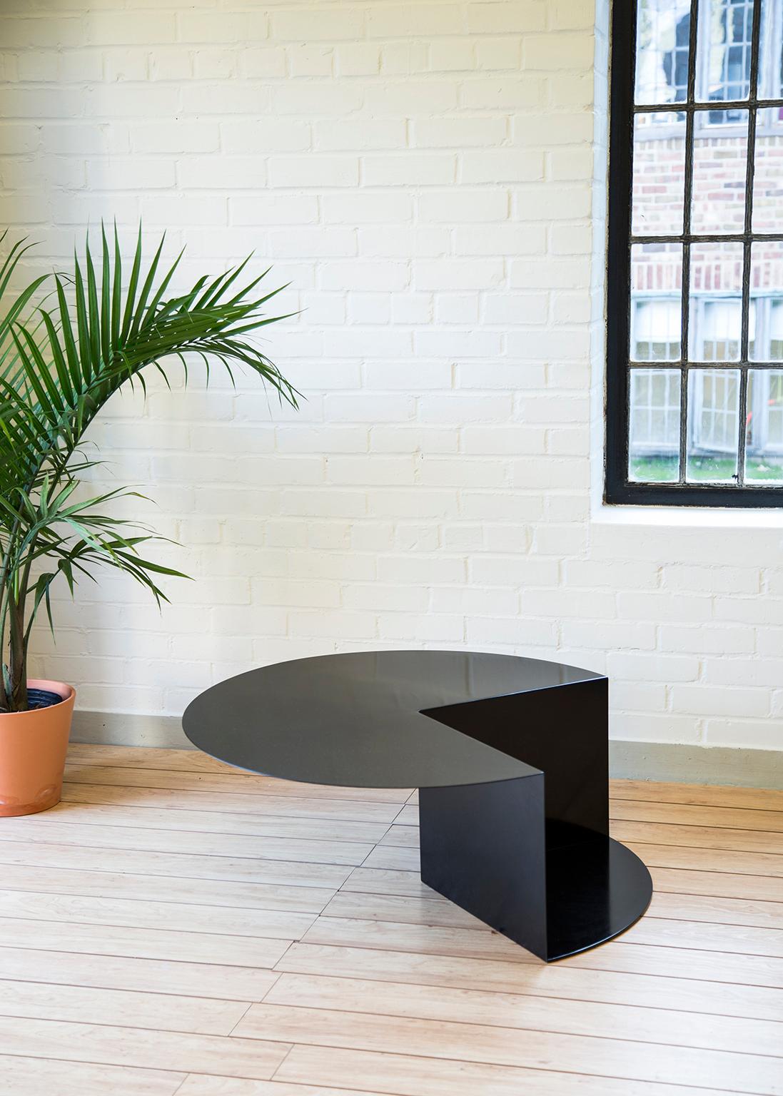 American 'Cantilever' Minimalist Coffee Table in Coated Steel, Customizable Color For Sale
