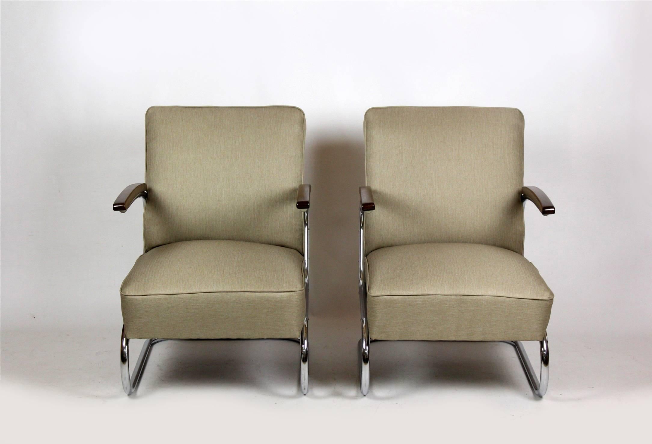 Bauhaus Cantilever S-411 Armchairs by W. H. Gispen for Mücke Melder, 1930s, Set of Two