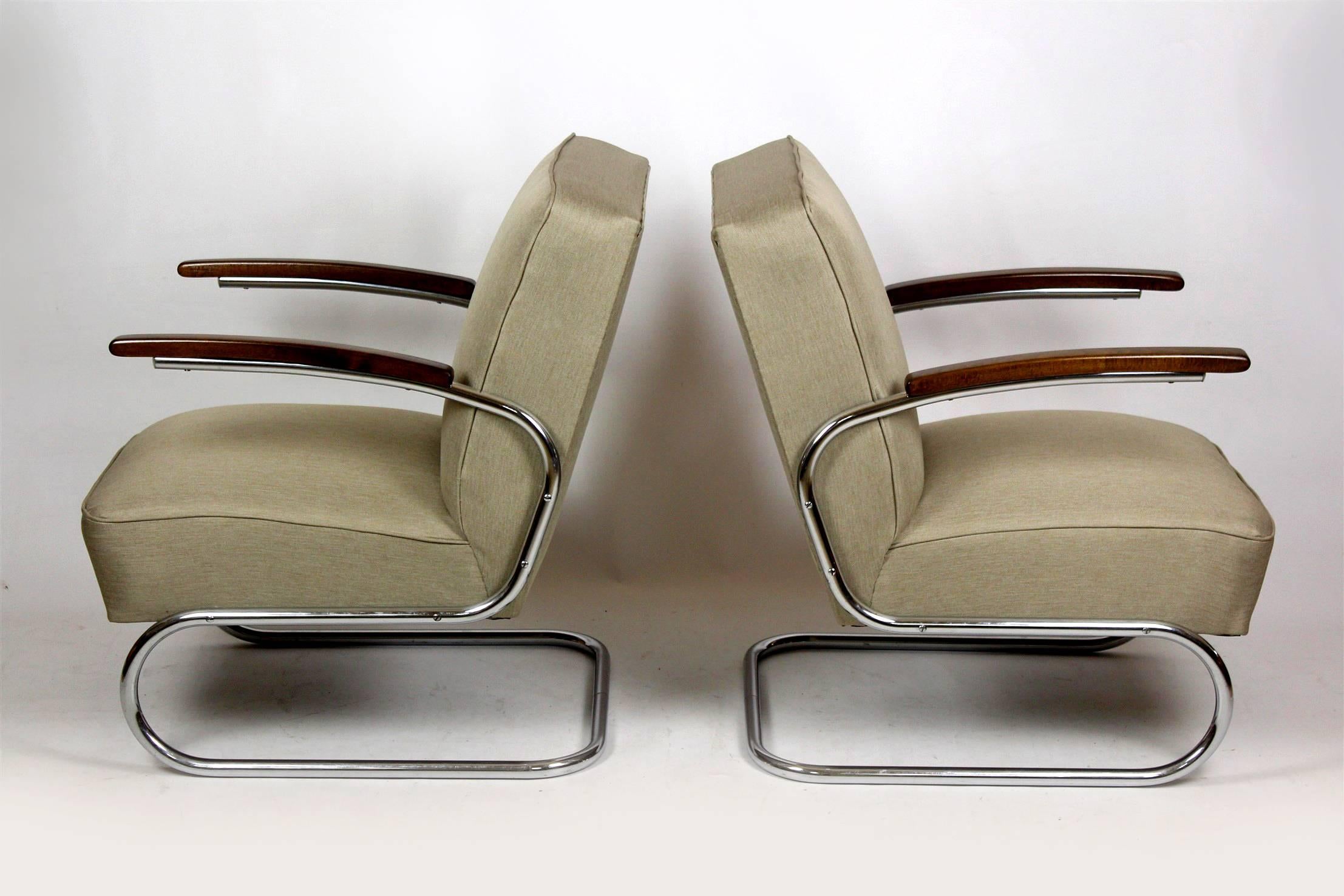 Czech Cantilever S-411 Armchairs by W. H. Gispen for Mücke Melder, 1930s, Set of Two