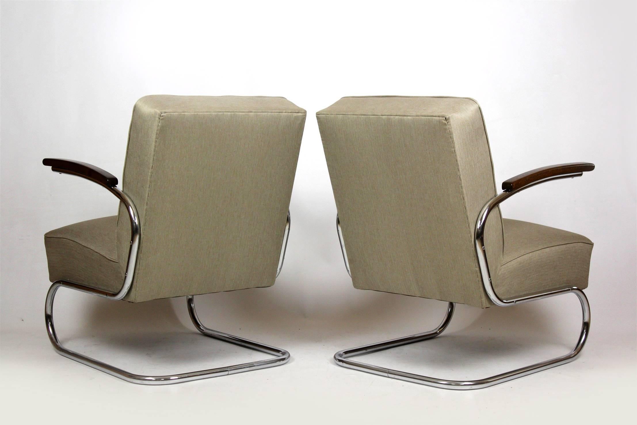 Cantilever S-411 Armchairs by W. H. Gispen for Mücke Melder, 1930s, Set of Two In Excellent Condition In Żory, PL