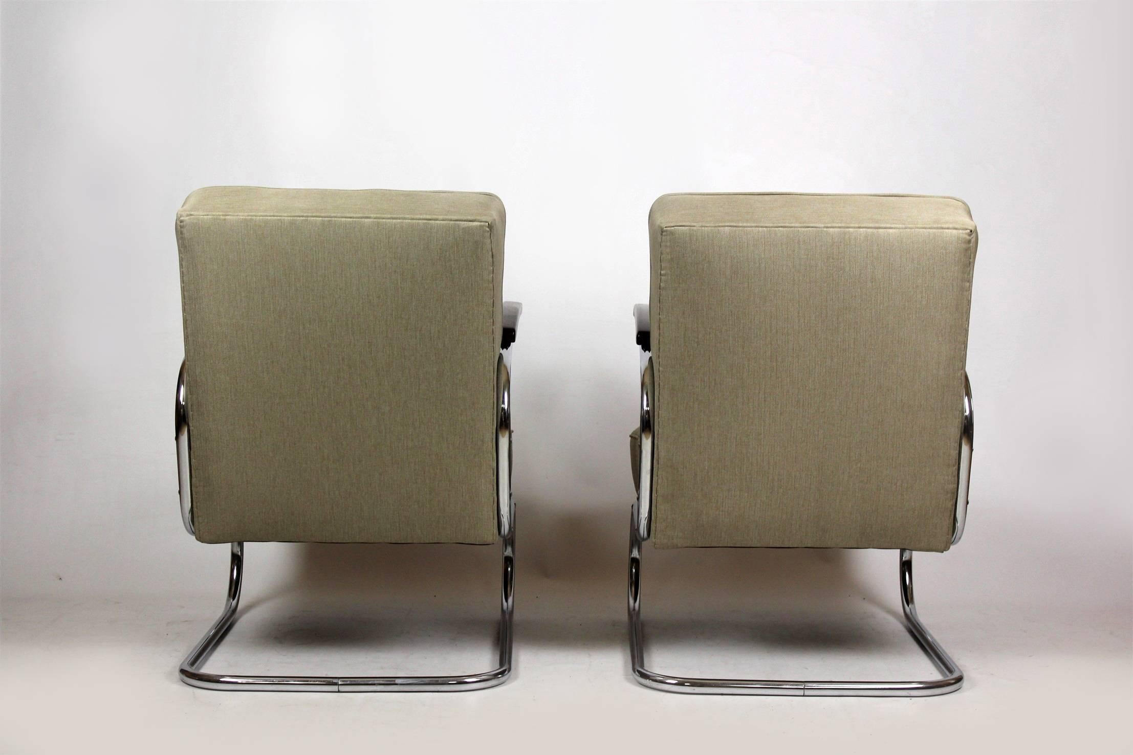 Steel Cantilever S-411 Armchairs by W. H. Gispen for Mücke Melder, 1930s, Set of Two