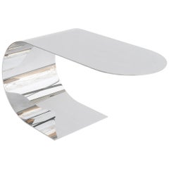 Contemporary & minimalist Cantilever Table in Recycled Polished Stainless Steel