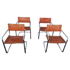 Cantilever Vintage Italian Cognac Leather Dining Chair