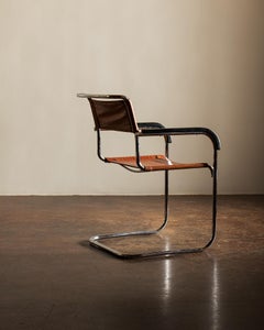 Cantilevered Armchair by Marcel Breuer for Thonet in Cognac Leather, 1930s