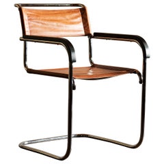 Cantilevered Armchair by Marcel Breuer for Thonet in Cognac Leather, 1930s