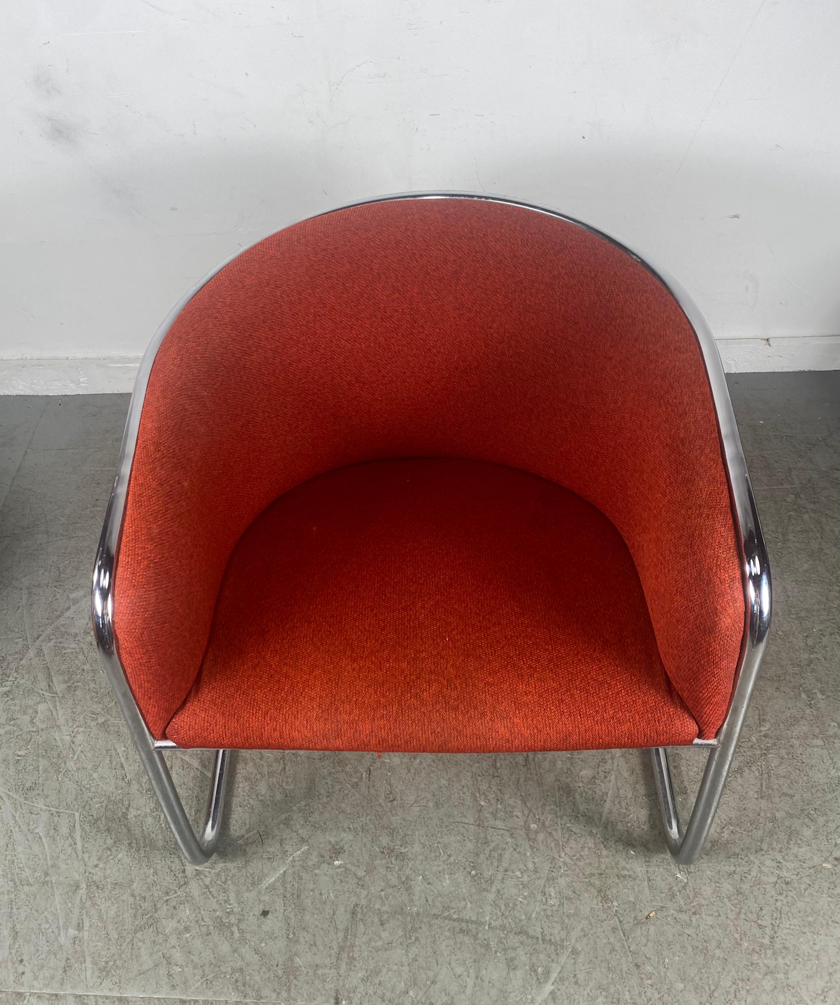  Cantilevered Chrome Club Tub Chair by Burgasser & Anton Lorenz for Thonet In Good Condition For Sale In Buffalo, NY